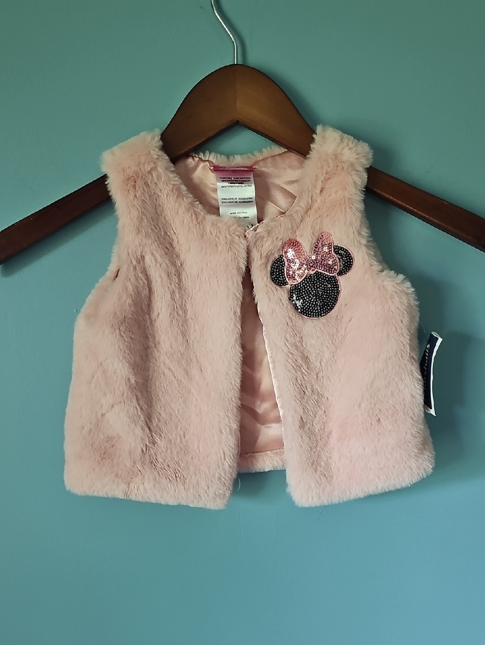 Disney Pink Minnie Faux Fur With Sequined Minnie 12 Months
